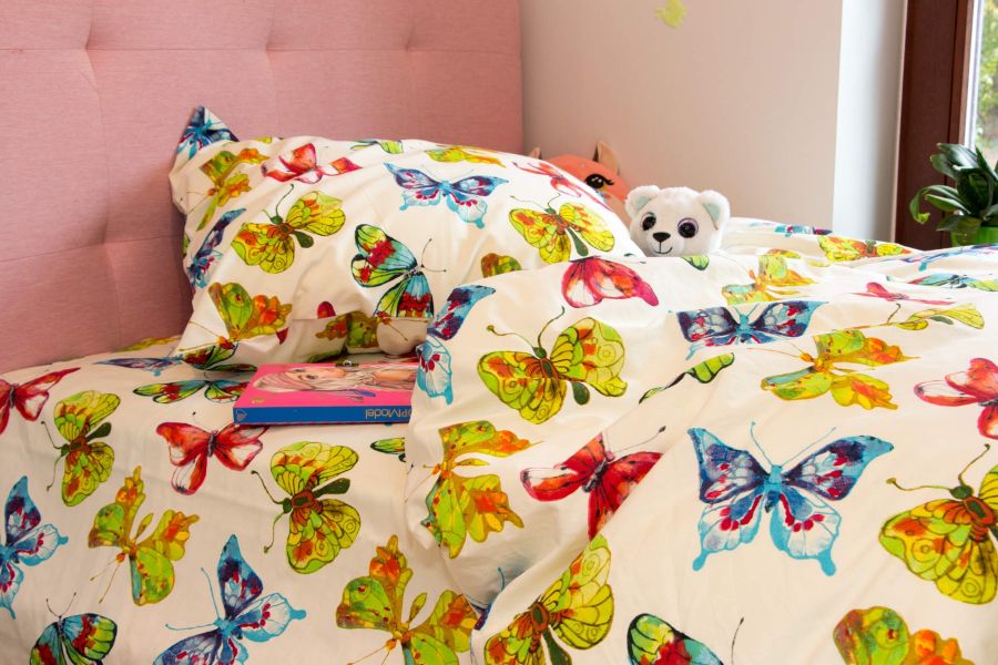 Puuvilla voodipesu komplekt Liblika maailm linaga